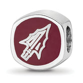 Sterling Silver Florida State University Cushion Shaped Enameled Bead